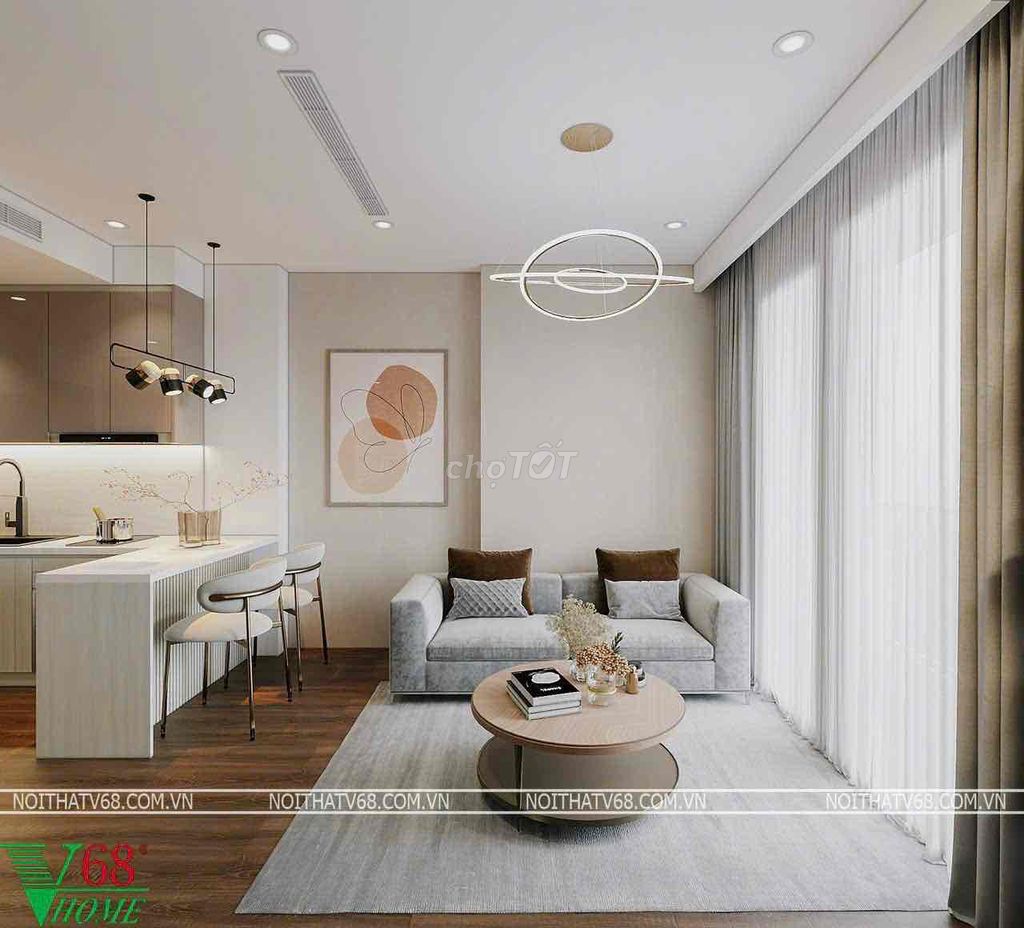 Cho thuê nhanh 1N+ full đồ đẹp bênt oà TC2 Vinhomes Smart City,giá rẻ